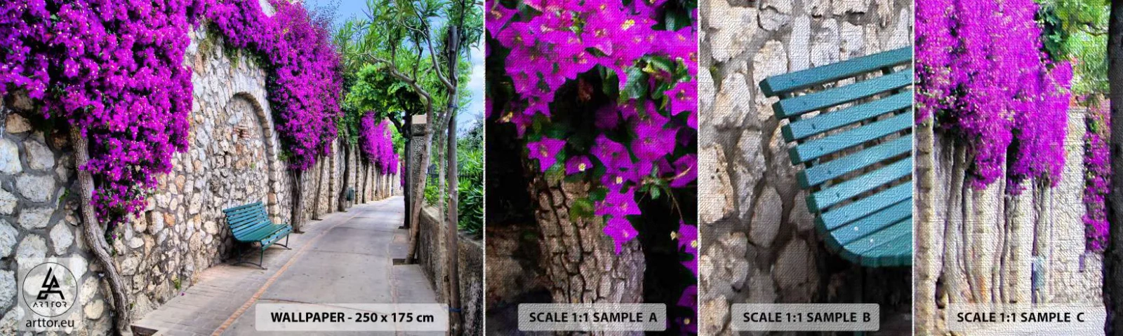 Fototapeten Muster Premium Canvas - Lass uns so schnell wie möglich treffen - Stadt, Blumen, Italien - 100x30 cm