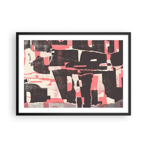 Poster in einem schwarzem Rahmen - Eine abstrakte Komposition in Rosa- und Brauntönen. - 70x50cm - All dieser Lärm - Moderne Wanddekoration für Wohnzimmer und Schlafzimmer ARTTOR