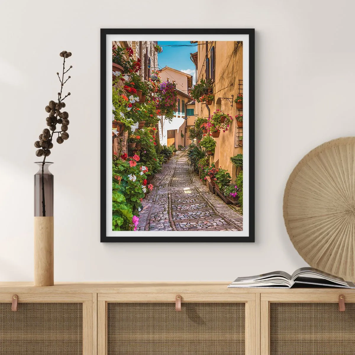 Poster in einem schwarzem Rahmen - Italienische Gasse - 40x50 cm