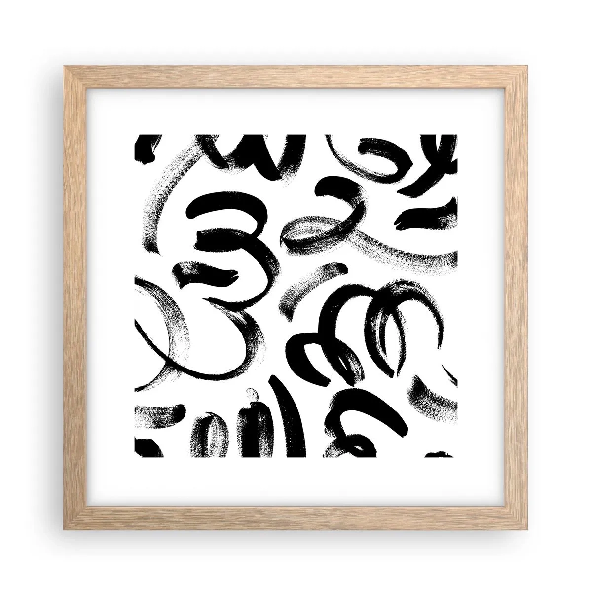 Poster in einem Rahmen aus heller Eiche - Schwarz auf Weiß - 30x30 cm