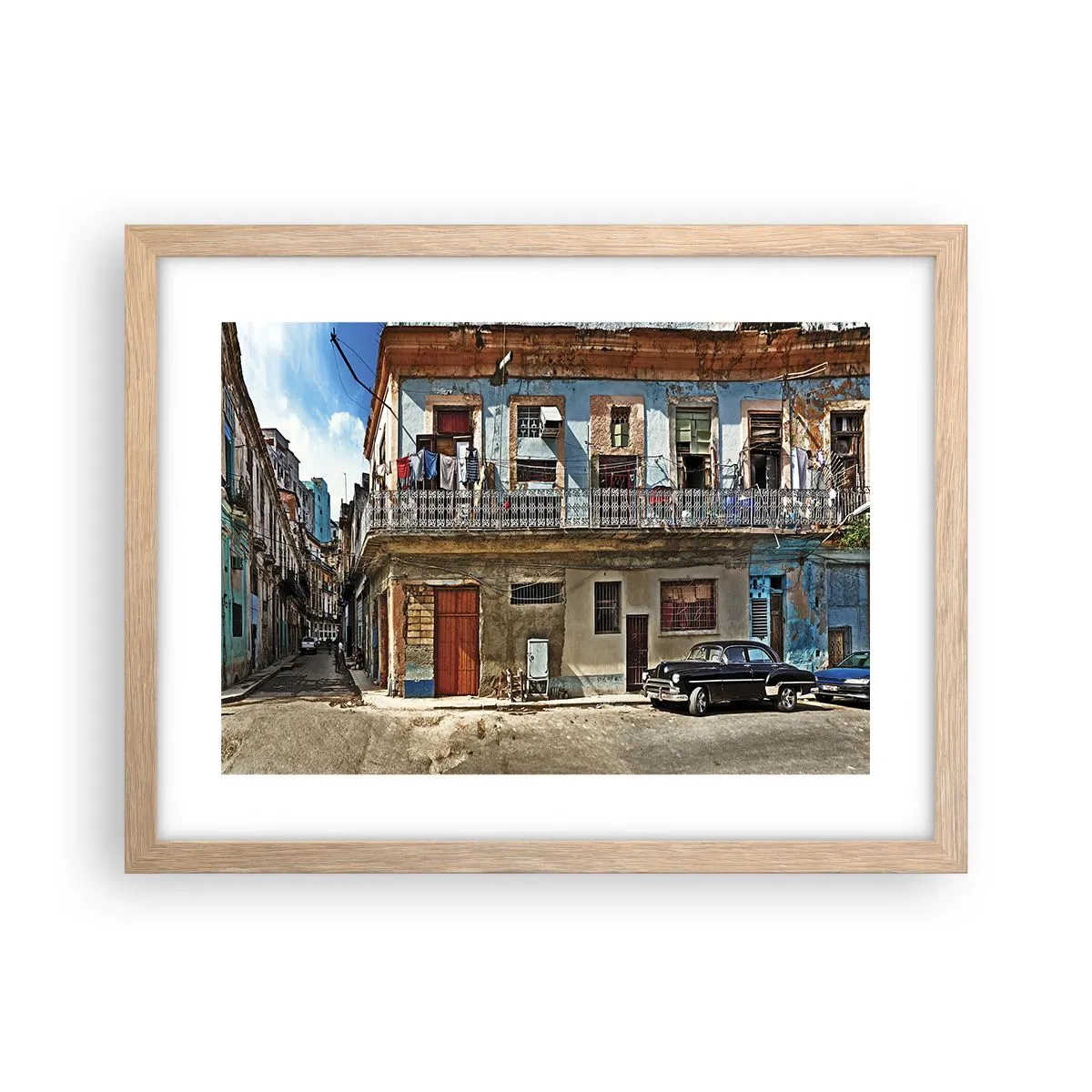 Poster in einem Rahmen aus heller Eiche - Havanna-Stimmung - 40x30 cm