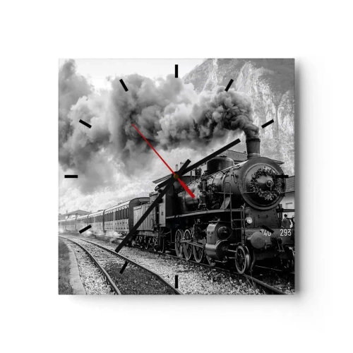 Wanduhr - Glasuhr - Steht am Bahnhof ... - 40x40 cm