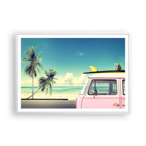 Poster in einem weißen Rahmen - Zeit um in die Ferien zu starten - 100x70 cm