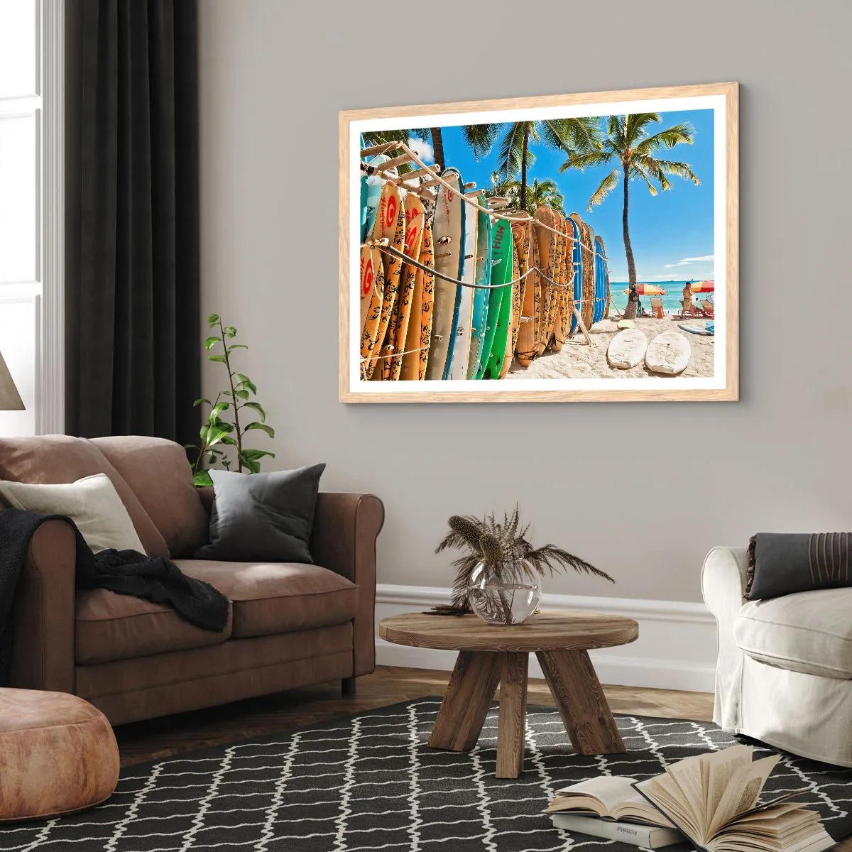 Poster in einem Rahmen aus heller Eiche - Sonniger Spaß - 100x70 cm