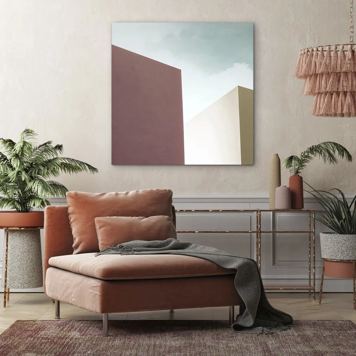 Bild auf Leinwand - Leinwandbild - Geometrie des sonnigen Sommers - 60x60 cm