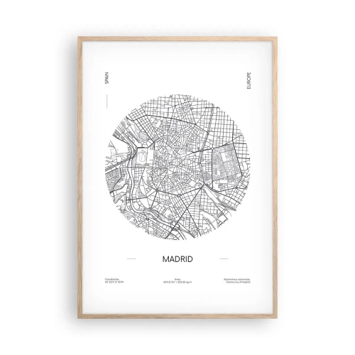 Poster in einem Rahmen aus heller Eiche - Anatomie von Madrid - 70x100 cm