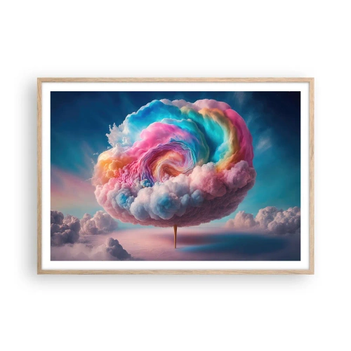 Poster in einem Rahmen aus heller Eiche - Traum von einem Vergnügungspark - 100x70 cm