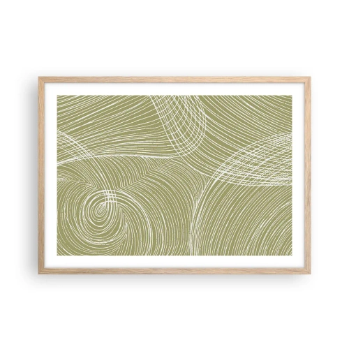 Poster in einem Rahmen aus heller Eiche - Komplizierte Abstraktion in Weiß - 70x50 cm