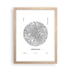 Poster in einem Rahmen aus heller Eiche - Anatomie von Birmingham - 30x40 cm