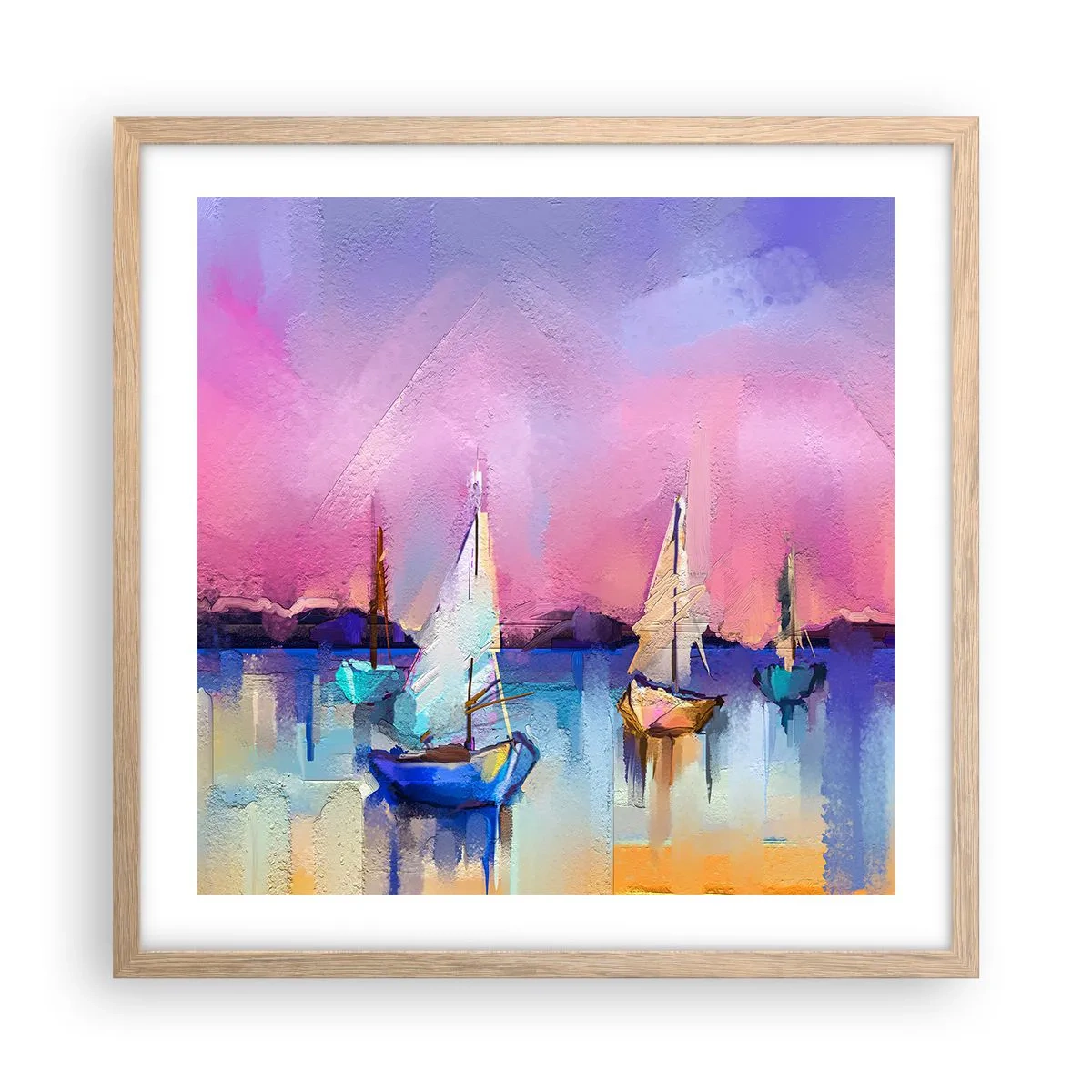 Poster in einem Rahmen aus heller Eiche - Richtung: breites Wasser - 50x50 cm