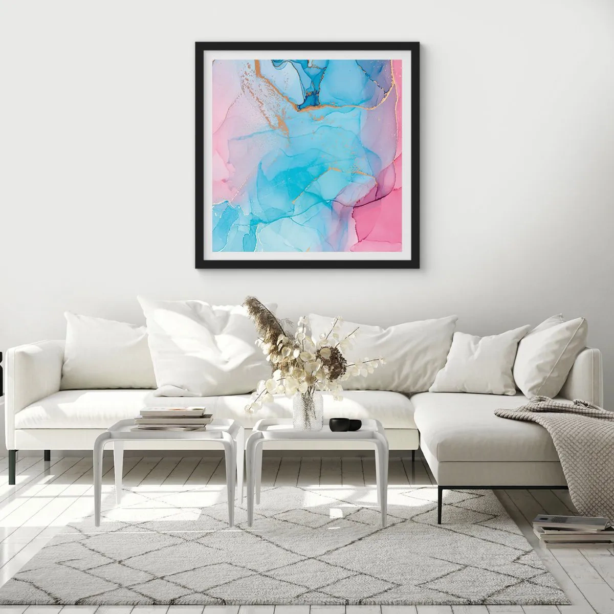 Poster in einem schwarzem Rahmen - Begegnung und Durchdringung - 60x60 cm