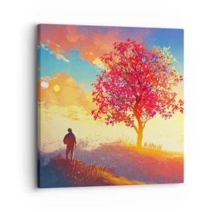 Bild auf Leinwand - Leinwandbild - Pilger am Ziel - 30x30 cm