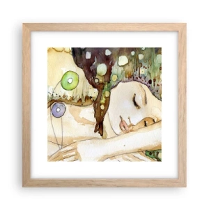 Poster in einem Rahmen aus heller Eiche - Ein smaragd-violetter Traum - 30x30 cm