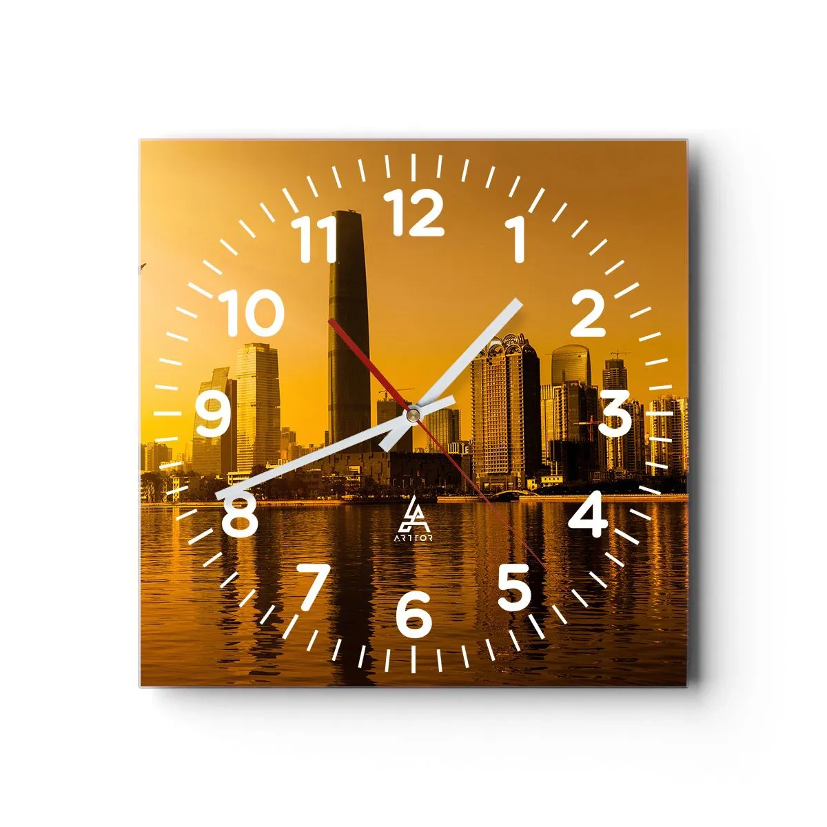 Wanduhr - Glasuhr - Die goldene Stadt - 30x30 cm