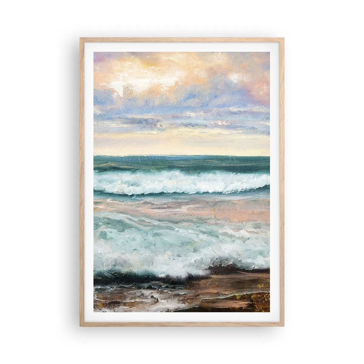 Poster in einem Rahmen aus heller Eiche - Hier werden Sie Ihre Seele baumeln lassen - 70x100 cm