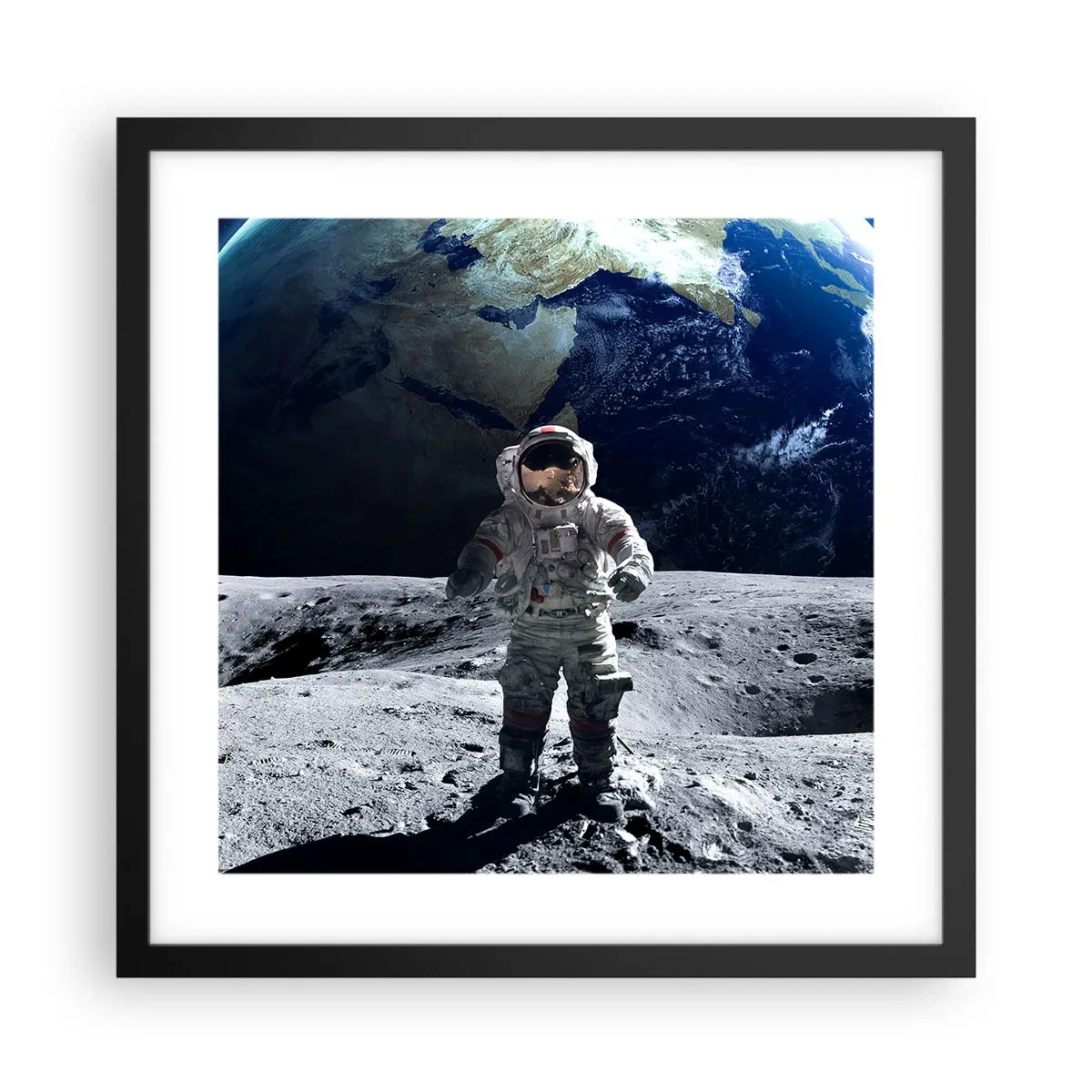 Poster in einem schwarzem Rahmen - Grüße vom Mond - 40x40 cm