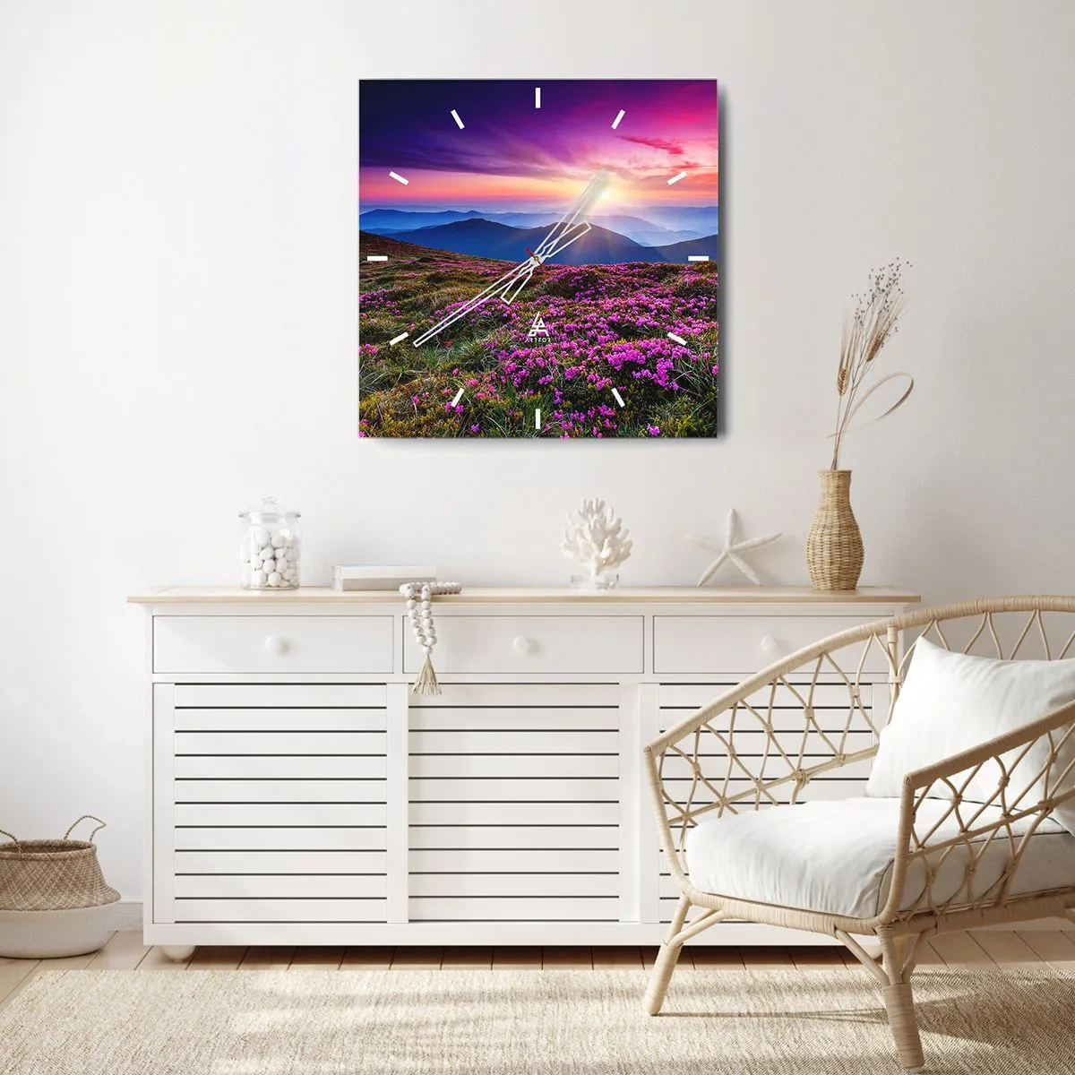 Wanduhr - Glasuhr - Kräuter dufteten nach frischen Trauben von den Feldern - 30x30 cm