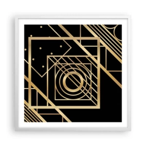 Poster in einem weißen Rahmen - Goldene Geometrie - 60x60 cm