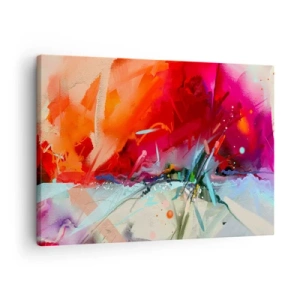 Bild auf Leinwand - Leinwandbild - Abstrakte Landschaft in intensiven Farben - 70x50cm - Eine Explosion von Lichtern und Farben - Moderne Wanddekoration für Wohnzimmer und Schlafzimmer ARTTOR