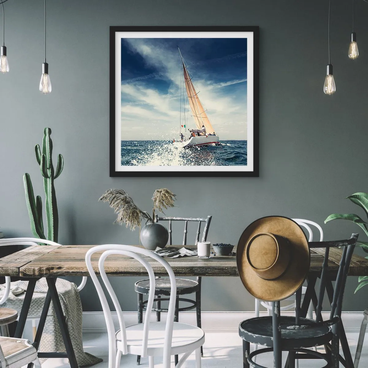 Poster in einem schwarzem Rahmen - Sie werden uns nicht einholen! - 60x60 cm