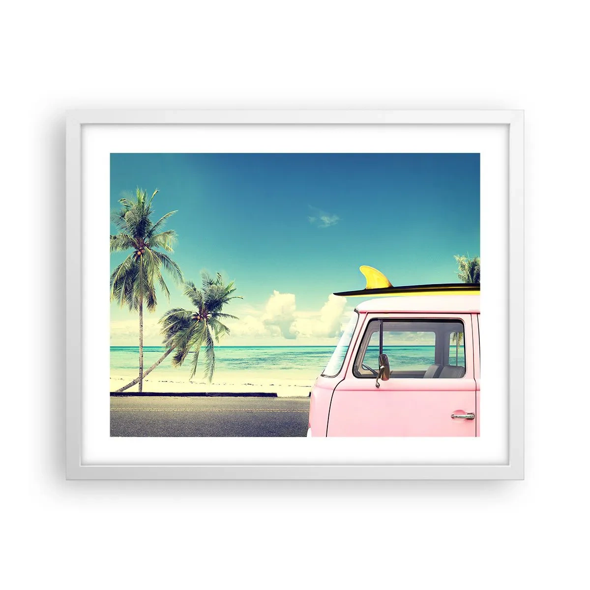 Poster in einem weißen Rahmen - Zeit um in die Ferien zu starten - 50x40 cm