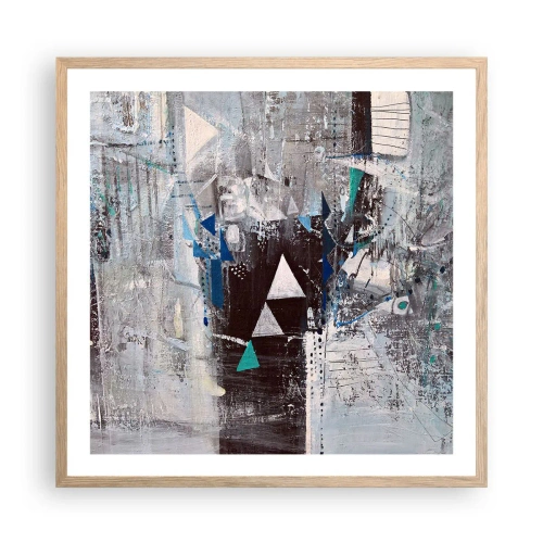 Poster in einem Rahmen aus heller Eiche - Überschreibende Reihenfolge der Dreiecke - 60x60 cm