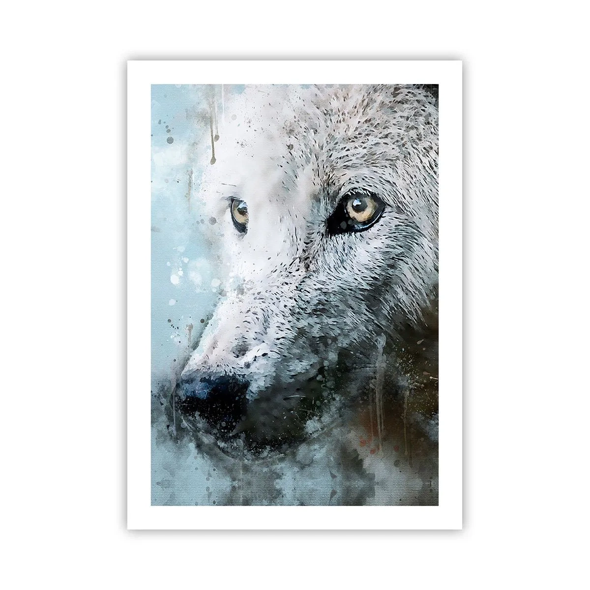 Poster - Wolfsporträt mit künstlerischen Aquarelldetails - 50x70cm - Lerne die Wolfsseele kennen - Moderne Wanddekoration für Wohnzimmer und Schlafzimmer ARTTOR