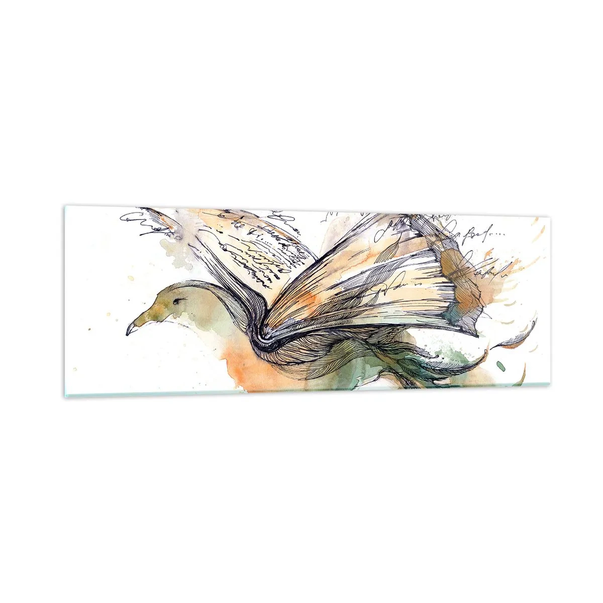 Glasbild - Bild auf glas - Auf den Flügeln der Poesie - 90x30 cm