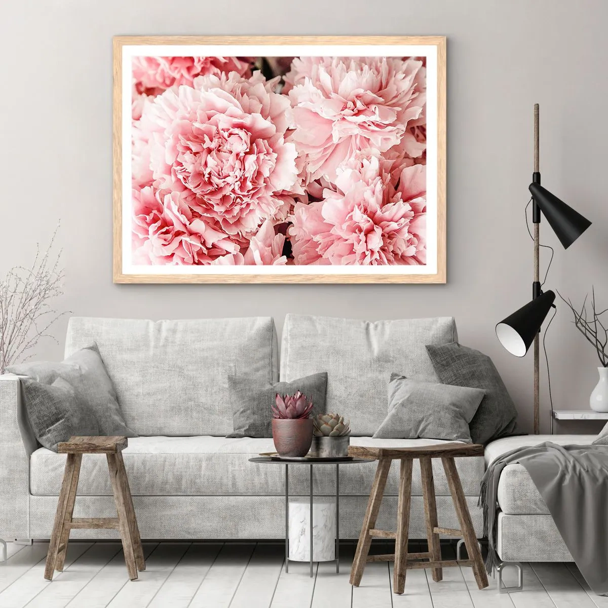 Poster in einem Rahmen aus heller Eiche - Rosa Traum - 91x61 cm