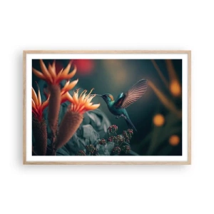 Poster in einem Rahmen aus heller Eiche - Wirklich buntes Leben - 91x61 cm