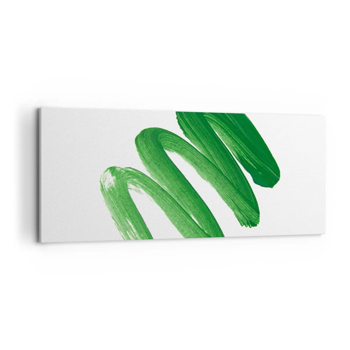 Bild auf Leinwand - Leinwandbild - Grüner abstrakter Pinselstrich auf weißem Hintergrund - 120x50cm - Grüner Witz - Moderne Wanddekoration für Wohnzimmer und Schlafzimmer ARTTOR