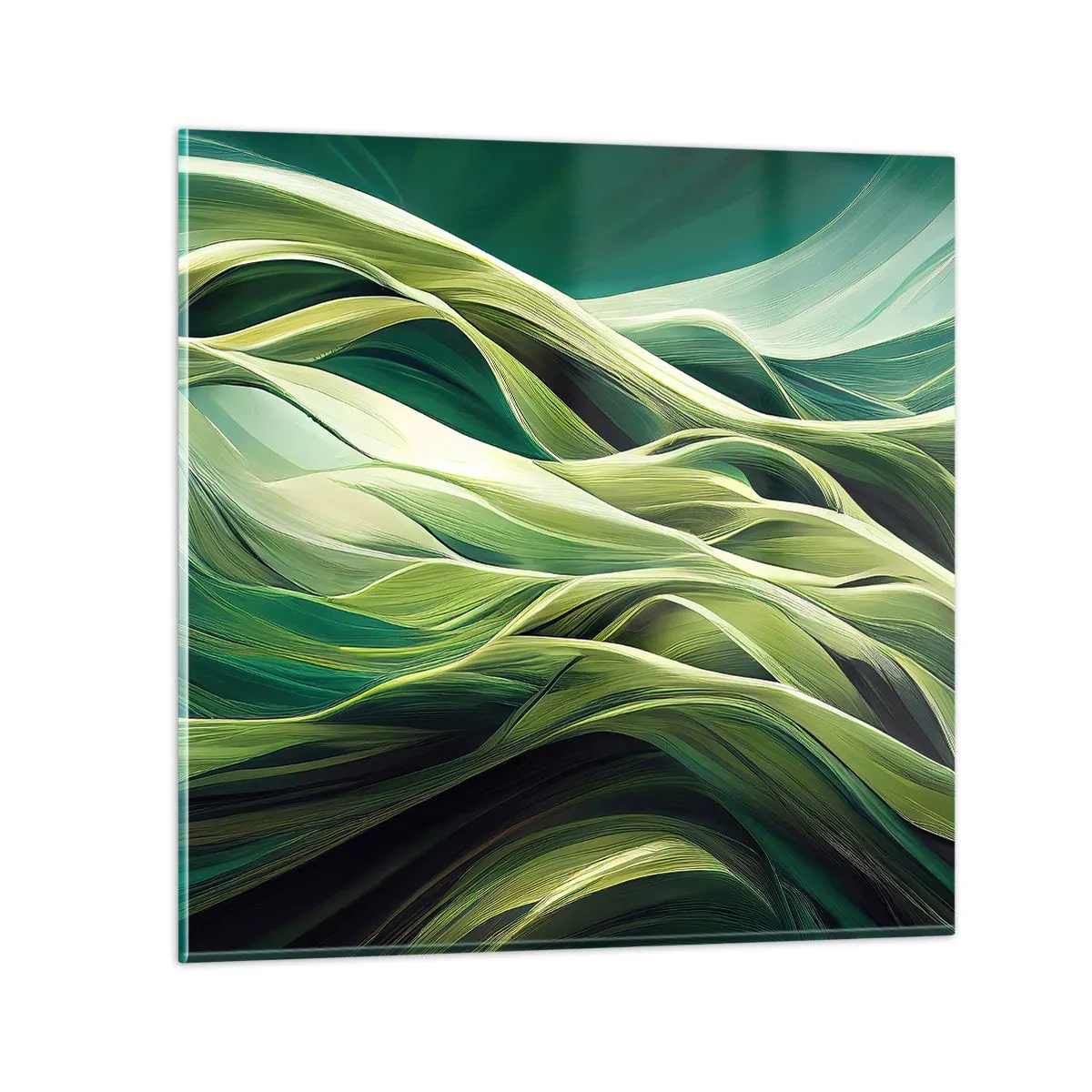 Glasbild - Bild auf glas - Abstraktes grünes Spiel - 30x30 cm