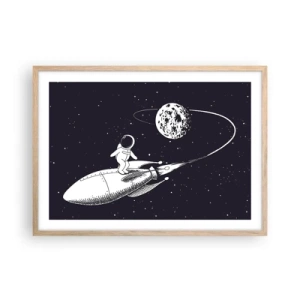 Poster in einem Rahmen aus heller Eiche - Weltraumsurfer - 70x50 cm