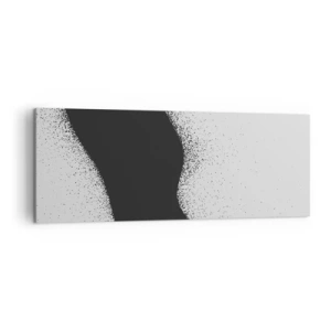 Bild auf Leinwand - Leinwandbild - Abstraktes schwarz-weißes Muster mit zarten Punkten auf Leinwand - 140x50cm - Flüssiges Gleichgewicht - Moderne Wanddekoration für Wohnzimmer und Schlafzimmer ARTTOR