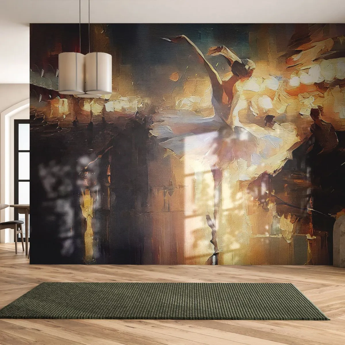 Fototapete Premium Sand - Wunder auf der Straße - Ballerina, Tanzen, Ölfarbe - 400x280 cm