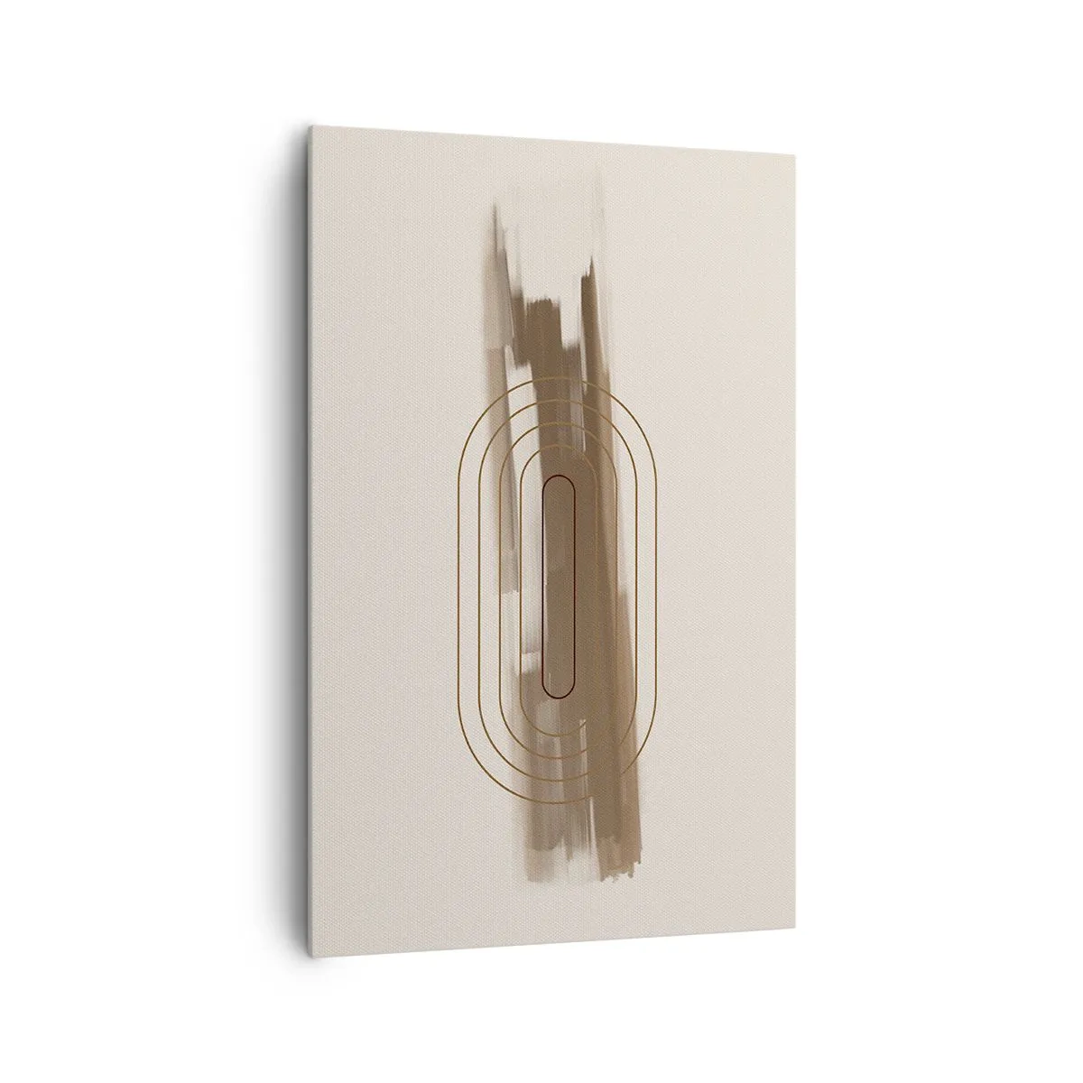 Bild auf Leinwand - Leinwandbild - Eine minimalistische Komposition in Beige- und Grautönen mit geometrischem Muster - 80x120cm - Ein Hauch von Grau - Moderne Wanddekoration für Wohnzimmer und Schlafzimmer ARTTOR