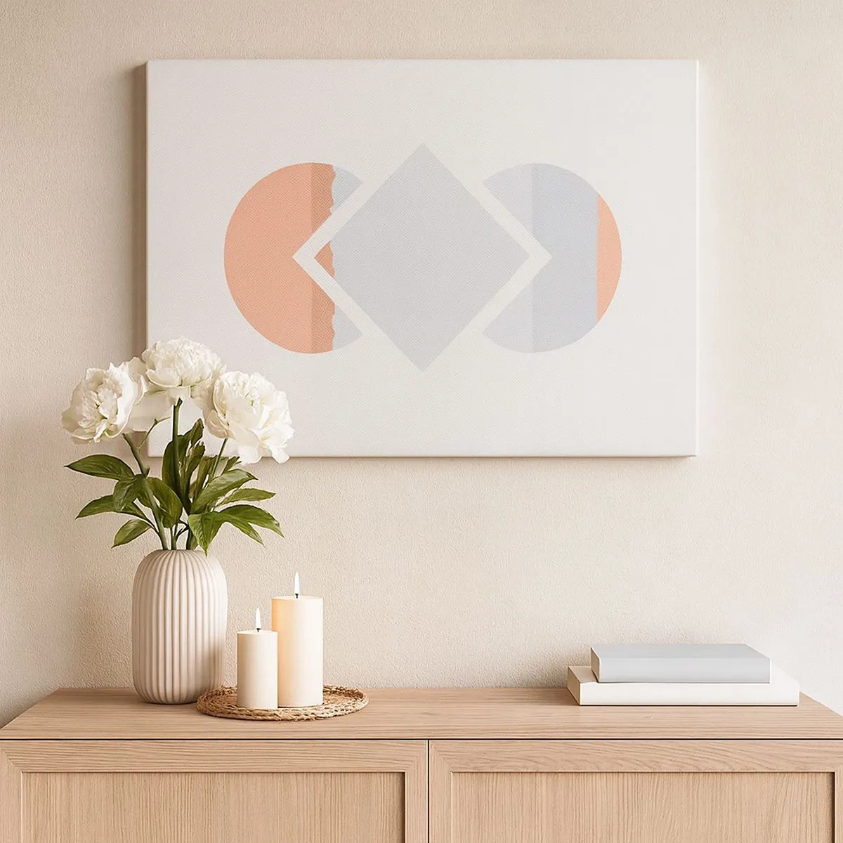 Bild auf Leinwand - Leinwandbild - Ein minimalistisches Gemälde mit geometrischen Formen - 70x50cm - Die Situation ist klar - Moderne Wanddekoration für Wohnzimmer und Schlafzimmer ARTTOR