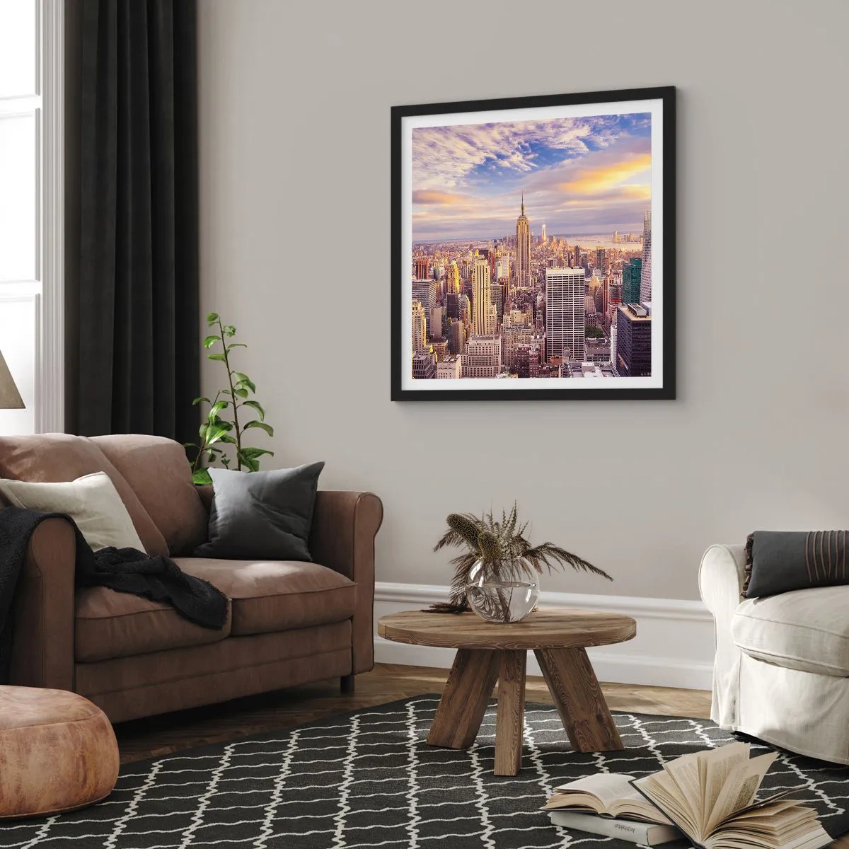 Poster in einem schwarzem Rahmen - Nur nach den Wolken greifen - 50x50 cm