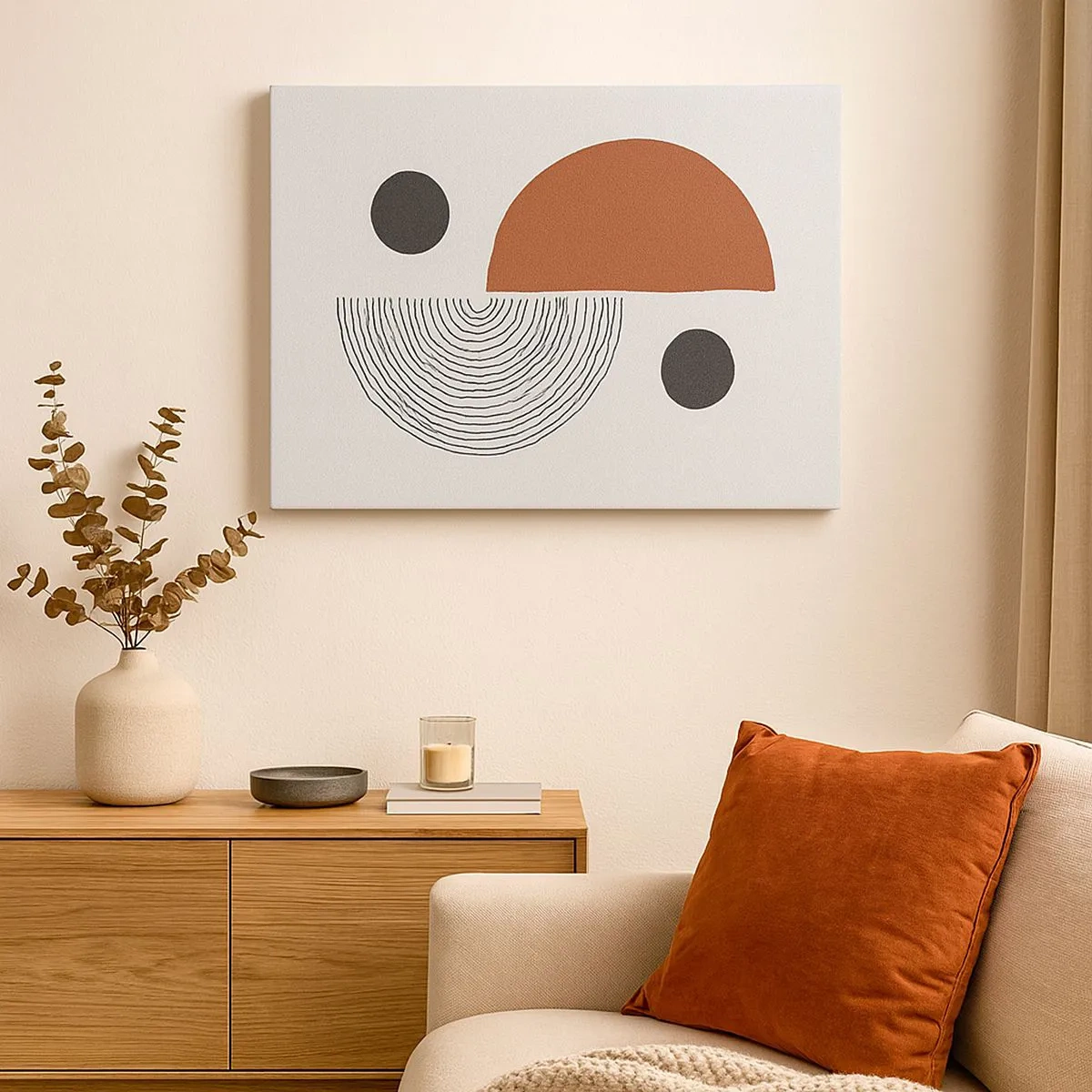 Bild auf Leinwand - Leinwandbild - Geometrische Formen in Braun- und Schwarztönen - 70x50cm - Perfektion des Rades - Moderne Wanddekoration für Wohnzimmer und Schlafzimmer ARTTOR