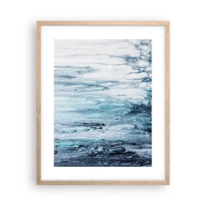 Poster in einem Rahmen aus heller Eiche - Blaue Eiszapfen - 40x50 cm