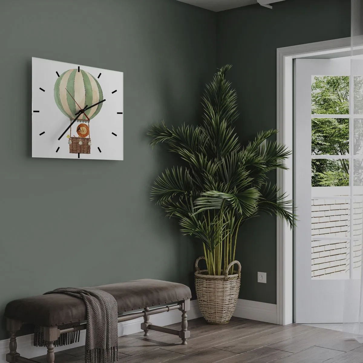 Wanduhr - Glasuhr - Leons Reisen - 30x30 cm