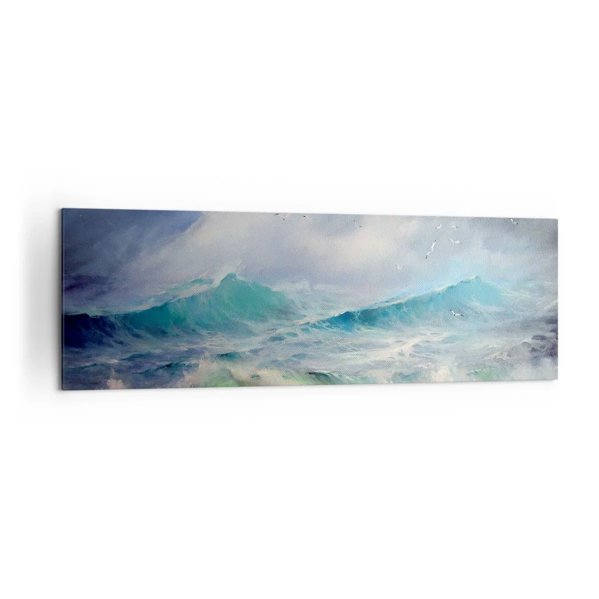 Bild auf Leinwand - Leinwandbild - Raue Wellen auf dem Ozean - 160x50cm - Der wind heulte mit Triumph - Moderne Wanddekoration für Wohnzimmer und Schlafzimmer ARTTOR