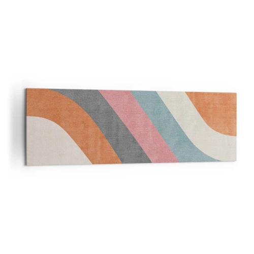 Bild auf Leinwand - Leinwandbild - Bunte Retro-Streifen - 160x50cm - Diagonale Komposition – Bewegung - Moderne Wanddekoration für Wohnzimmer und Schlafzimmer ARTTOR