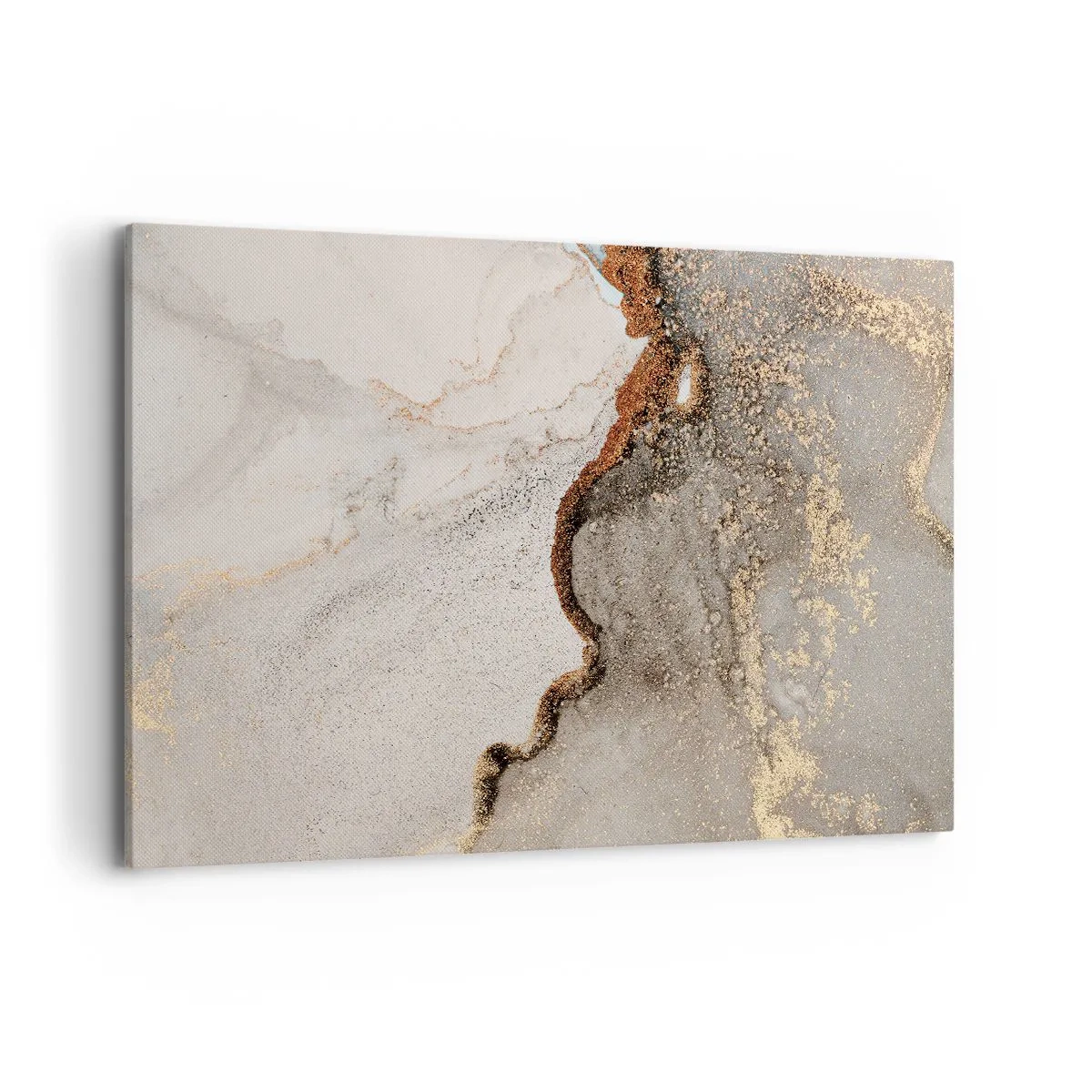 Bild auf Leinwand - Leinwandbild - Abstraktes Motiv mit Gold- und Grautönen - 120x80cm - An der Grenze der Farben - Moderne Wanddekoration für Wohnzimmer und Schlafzimmer ARTTOR