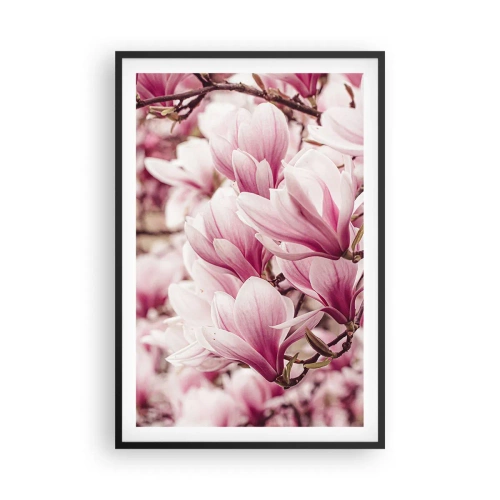 Poster in einem schwarzem Rahmen - Frühling ist rosa - 61x91 cm