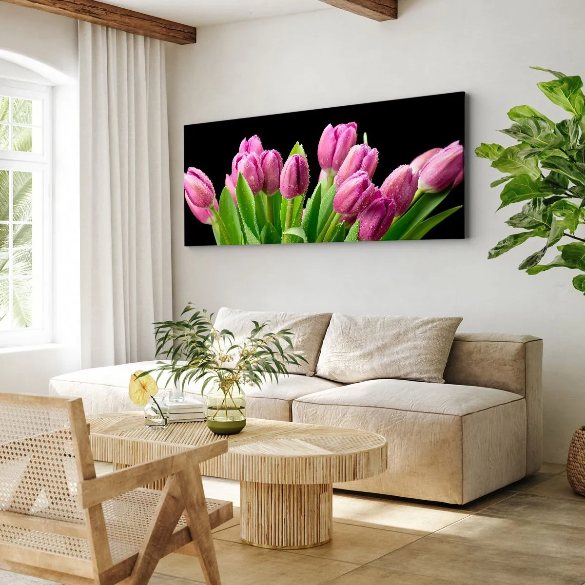 Bild auf Leinwand - Leinwandbild - Lila Frühlingsfreude - 90x30 cm