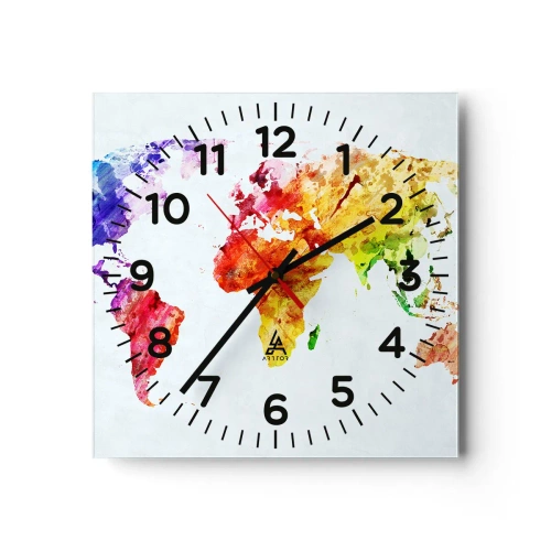 Wanduhr - Glasuhr - Alle Farben der Welt - 40x40 cm