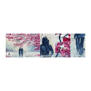 Fototapeten Muster Selbstklebend Deluxe Sticker - Romantischer Spaziergang - Paris, Eiffelturm, Verliebtes Pärchen - 100x30 cm