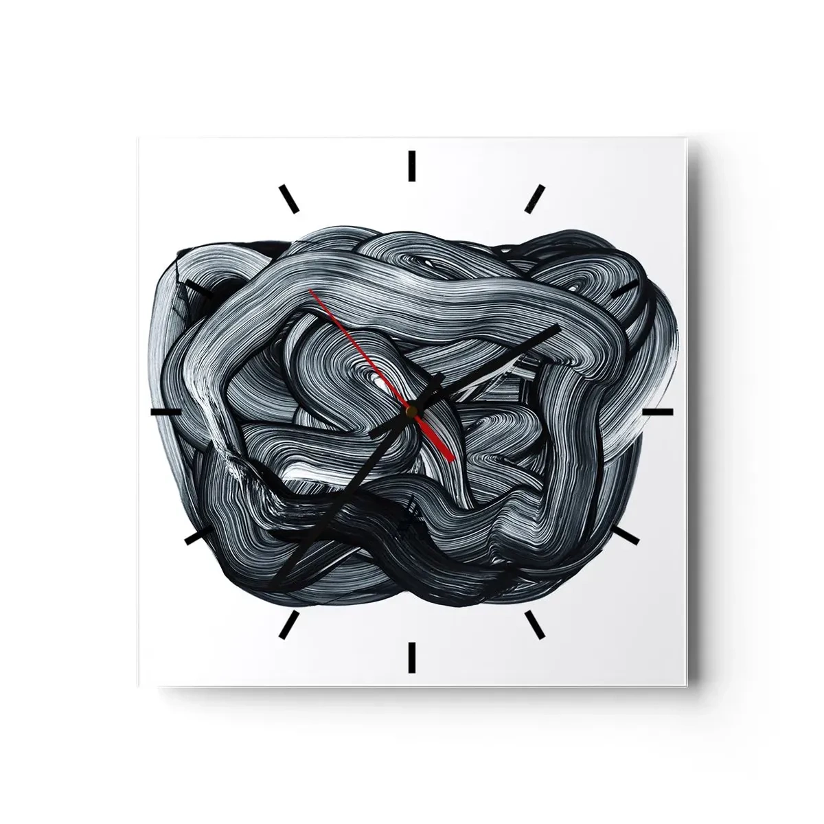 Wanduhr - Glasuhr - Abstrakte Komposition in Grautönen - 30x30cm - Es ist nicht so einfach - Moderne Wanddekoration für Wohnzimmer und Schlafzimmer ARTTOR