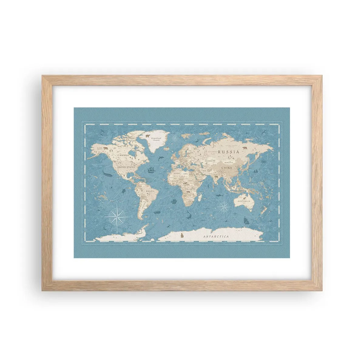 Poster in einem Rahmen aus heller Eiche - Die Welt liegt zum Greifen nah - 40x30 cm